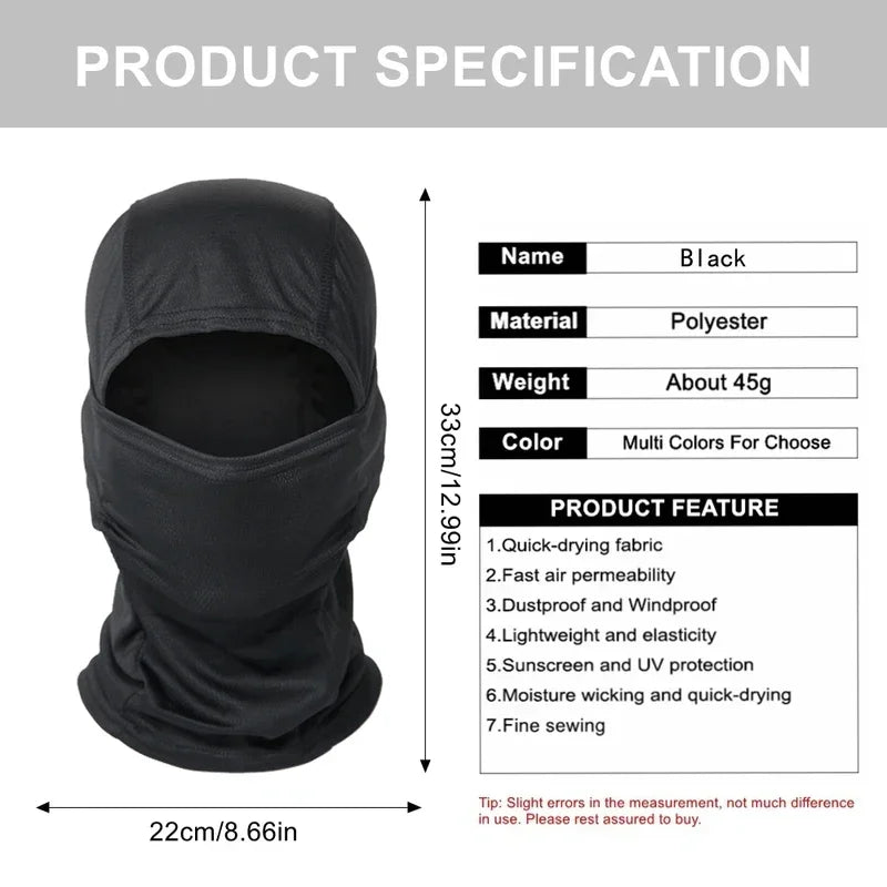 Quick-drying balaclava sports full face mask soft and breathable cycling helmet liner running hiking fishing hat cap