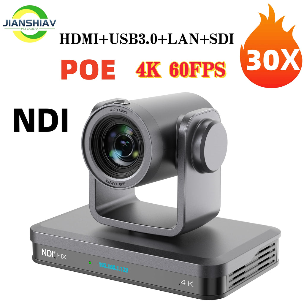 4K/1080P SDI NDI PTZ Camera 10X/20X Optical Zoom, HDMI/USB/POE | IP Live Streaming Camera for Church/Meeting/Broadcast (Youtube)