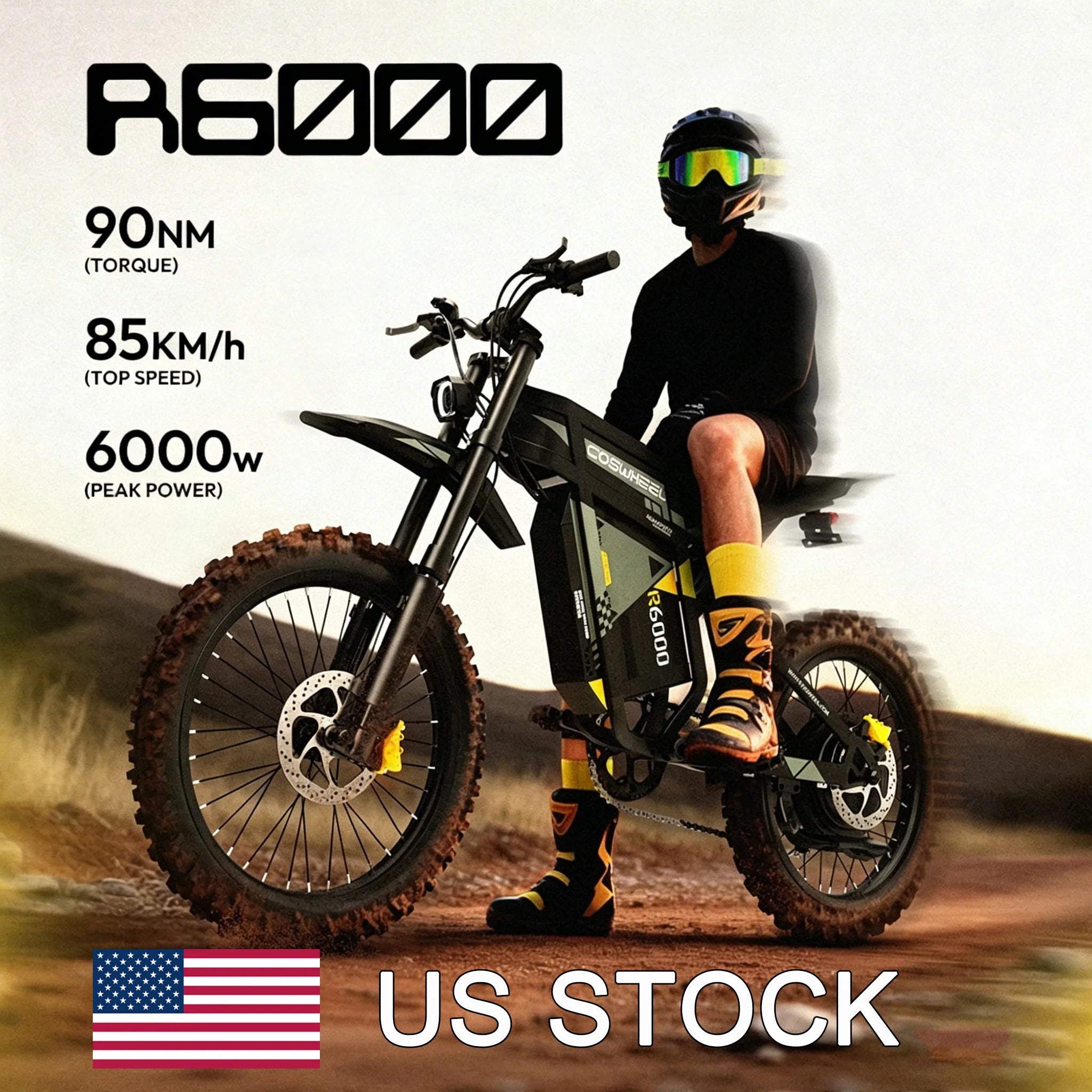 SLDBK R6000 Electric Dirt Bike Adult Electric Mountain Bike 6000W Motor 60V 30AH Ebike Off-Road Dual Suspension Electric Bicycle